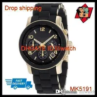 100% ORIGINAL JAPAN MOVEMENT DROP New MK5145 MK5191 MK5423 Ladies Runway Chronograph Silicone Steel Watch259P
