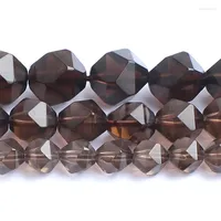 Perles 6 à 12 mm à facettes marron fumées smoky pour les bijoux bracelets femmes 15 '' aiguille bricolage bricolage
