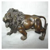 Sculpture&Carving Bronze coffee Fierce Lions Wild Animals Figure Statue gift 259P