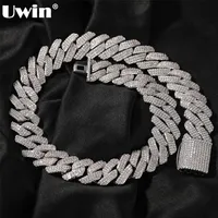 Pendant Necklaces UWIN 20mm Miami Prong Cuban Chain Necklace 3 Rows Micro Pave Iced Out Round Cubic Zirconia Link Fashion Hip Hop Jewelry for Gift 221105