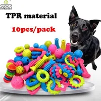 10PCS Randomly Puppy Pet Toys For Small Dogs Rubber Resistance To Bite Dog Toy Teeth Cleaning Chew Training Supplies 211111245D