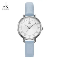 Shengke Creative Glitter Dial Women Leather Wath Watch Movement Quartz Watches Slim Buckle Strap Reloj Mujer Montre Femme#K9001204T