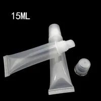 15 ml 30 50 100 200pcs Tubo de manguera suave de plástico transparente para brillo labial Portable portátil Vacío Pintura labial Aceite recipiente recargable T2008191743