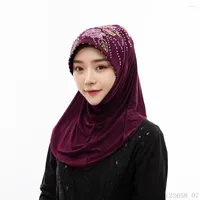Ethnic Clothing Bonnet Hijab Malaysian Caps Solid Color Muslim Beaded Musulman Turban Southeast Asian Women Headscarf For Dress