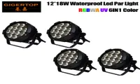 4 Pack 12x18W RGBWA UV LED DJ PAR Light IP65 DMX Waterproof PAR 64 Stage Lighting LCD Display Casting Aluminum8001740