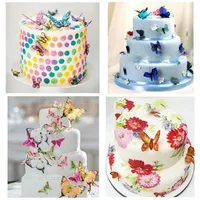42pcs Mixed Butterfly Edible Glutinous Wafer Rice Paper butterfly Cake Cupcake Toppers Birthday Wedding party Cake Decoration Y200618189p