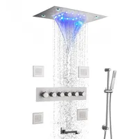 Termostatyczne szczotkowane deszcz prysznic System kranu Mikser łazienkowy Zestaw Montowany PEIL 14 x 20 cali Wodospad deszczowy Prysznic 232k