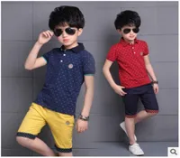 Baby Big Kids Polo Tops Tops Fashion Dots Boy Summer Clothing Set Set Trushpants Детские мальчики набор одежды 315 лет 2102261473499