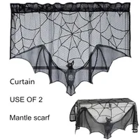 Halloween Black bat gordijn kanten mantel sjaal 93x57 cm 36x22 inch drop -down set van 2250e