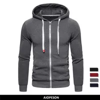 Men's Hoodies Sweatshirts AIOPESON Brand Quality Cotton Hoodie Solid Casual Thick Fleece Spring Fashion Slim Fit Hooded 221105