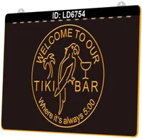 LD6754 Welcome to Out Tiki Bar Where Its Always 5 Light Sign 3D Engraving LED Whole Retail7932808