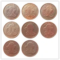 US Ein Set von 1800-1808 8PCS Draped Bust Half Cent Kupferhandwerk Kopie Dekoration Münzschmuck Home Dekoration Accessoires281d