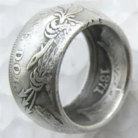 Anelli moneti anelli fatti a mano vintage fatti a mano da US 1871 seduti dollari di liberty monete argento placcato statunitense 8-16#304q