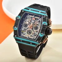 2023 6-pins automatisch horloge herenhorloge luxe full-full-full-freated kwarts horloge siliconen band cadeauwetgeving