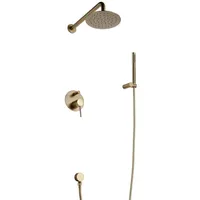 Чистое золото сплошной латун для душа в ванной комнате Rianfall Head Deap Faucet Стена настенный душ Set266h