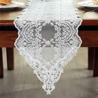 Table Runner White Lace Europe Broidered Flag Jacquard Tissu Coffee TV Cabinet de mariage en tissu long 221105