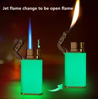 New Torch Luminous Lighter Jet Gas Butane Inflatable Windproof Cigarette Lighters Double Flame Creative Smoking Accessories Gadget6118352