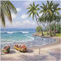 DIY Painting By Numbers Kits Paint Adult Hand Painted Oil Paint-Beach coconut tree 16 x20 304g