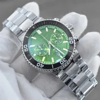 2021 NIEUWE MENS Sport Watches Quartz Movement Chronograph Watch Aangepast Green Face Rubberen Band Mannelijk Watch Montre Homme282H