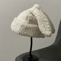 Beanieskull Caps Draping Rabbit Ears Cashmere Hat Women Autumn and Winter Sticked Wool Hat Thicken Warm Korean Version av Japanese 221105