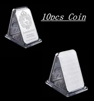 10pcs Scottsdale 999 Fijne zilveren One Troy Ounce Bars Bullion Craft in God We vertrouwen 50 mm x 28 mm Ingot Badge Decoration Coin Bar6175494