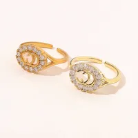 Mode sieraden ontwerper ringen vrouwen liefdes charmes huwelijksvoorraden kristal 18k goud vergulde koperen vinger verstelbare ring luxe accessoires