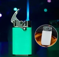 New Windproof Luminous Torch Lighters Jet Metal Gas Butane Inflatable Lighter Creative Rocker Arm Cigar Cigarette Lighter Gift Smo1230352