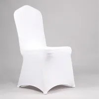 100 piezas Capas de silla de boda de spandex blancas universales de 100 piezas para fiesta el cenador de la silla de portada de poli￩ster el￡stica Y200104179O