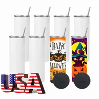 2 Days Delivery STRAIGHT 20oz Sublimation Tumblers with Straw Stainless Steel Water Bottles Double Insulated Cups Mugs for Birthday US warehouse 1107