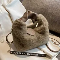 Totes luxury design handbags for women 2022 winter new warm soft plush tote shopping s Messenger Shoulder ladies wallets Y2211