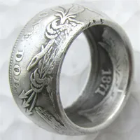 Anelli moneti anelli fatti a mano vintage fatti a mano da US 1871 seduti dollari di liberty monete argento taglie USA 8-16#321m