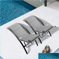 Uteplatsen bänker US Stock 2 PCS Set Chaise Lounge Outdoor Chair Recliner för uteplats Lawn Beach Pool Sidan Suthing 2022 Drop Delivery Home Dhihr
