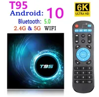 T95 Smart TV Box Android 10 4K 6K 4G 32GB 64GB 24G 5G Wi -Fi Bluetooth 50 Квадратный квадроцикл CORED Box Media Player4690104