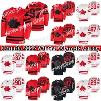 Maglie hockey Canada Team 2022 inverno Olyl Jersey 97 Connor McDavid 87 Sidney Crosby 16 Mitch Marner 21 Brayden Point 29 Nathan MacKinnon 37 Patrice