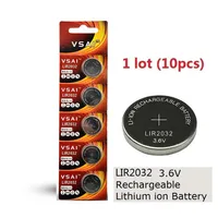 10pcs 1 lot Batteries LIR2032 3 6V Lithium Li Ion Reccharteable Bouton Cell Batter