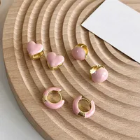 Charm 2022 Ins Fashion Macaron roze druppelglazuur Email oorbellen Geometrische ronde hart kleine stud oorbellen voor vrouwelijke sieraden geschenken J221107