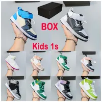 الرضع 1S Jumpman 1 Kids Basketball Shoes Athletic Outdoor Toddler Pine Green Game Royal Obsidian Chicago Bred Sneakers with Box