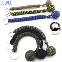 3pcs lot EDC Steel Ball Paracord Keychains Parachute Key Chain Ring Outdoor Self Defense Umbrella Rope Climbing Camping Survival Hand K237D