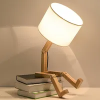 Nordic Art Ins Wooden Robot en forme de table LED lampe de chambre à coucher moderne lampe de chevet de chambre à coucher simple décor de bureau de bureau E143594320