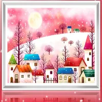 5d DIY Diamond Painting Snow Town Winch Winter Diamond Broderie Cross Crost Stitch Full Full Home Decoration Craft 67 57CM3357