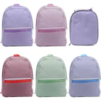 Bolsas escolares de moda mochilas de almacenamiento al aire libre Estudiante estudiante Seersucker mochila mochila bolsa de bolsas de almuerzo rayas sólidas de alta capacidad199zz