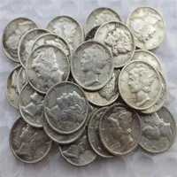 Dimes de cabeza de r￩plica completa de Mercury Un conjunto de 1916-1945 Fecha mixta Copia de fabricaci￳n plateada Monedas279L