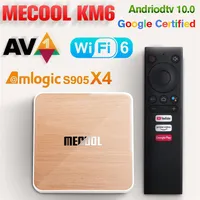 MECOOL KM6 SMART TV Box Android 10 0 Amlogic S905x4 WiFi 6 AV1 HD TVbox Google Certified 1000M HDR 4K Media Player 4GB 64GGB Wooden Box313a