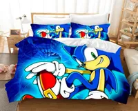 Спальня капля 3D Sonic Design Digital Printing Set Set Set Cover Cover Pillowcase Bedclothes Queen King Drop Mob