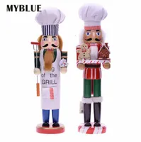MyBlue 35cm Europe Vintage Chef Statue Statue Nuntcracker Sculpture Phigurine Christmas Doll Ornaments Home Room Decoration Accessories 2016411197