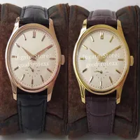 Middize 37 mm Luxury Yellow Rose Gold Watch Mens ST19 Mouvement m￩canique de la mine 5196 ETA Montres Calatrava Leather Femmes Wrist234y