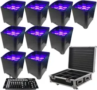 10st -appkontroll Upplysning av hex 618W 6in1 Rgabw UV LED -batteriprojektor LED Par Lights för bröllop med regntäckning1875362