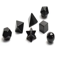Doğal çakra siyah akik oymalı kristal iyileştirici platonik katılar merkaba ile kutsal geometri sembolleri