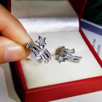 Lovely star designer earrings stud with shining diamond crystal CZ zircon earring earings ear rings jewelry