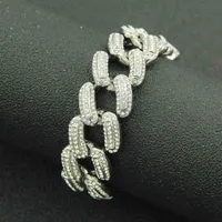 Pendant Necklaces Hip hop wide diamond three-dimensional CUBAN CHAIN BRACELET punk fashion men's nightclub Street personalized Bracelet